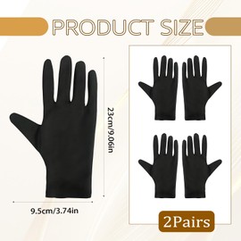 2 Pairs of Cotton Gloves, 100% Cotton, Moisture Gloves, Black Thin Cotton Gloves, Soft Elastic Skin Care Gloves for Dry Hands, Celebrations, Occasions, Serving Hands