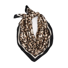 YOUR SMILE 100% Silk Scarf Women’s Fashion Pattern Large Square Satin Headscarf Headdress 24''x24''，Leopard