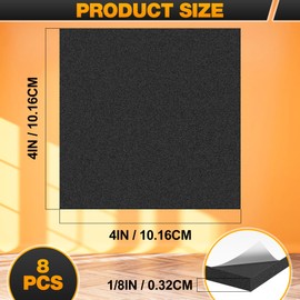 MYFAMIREA 8 PCS Adhesive Foam Padding Sheets Closed Cell Self Adhesive Sticky Foam Pads, 1/8" Thick 4'' x 4'' Neoprene Rubber Sheets Non-Slip Insulation Pads Vibration for Furniture Crafts Cars, Black