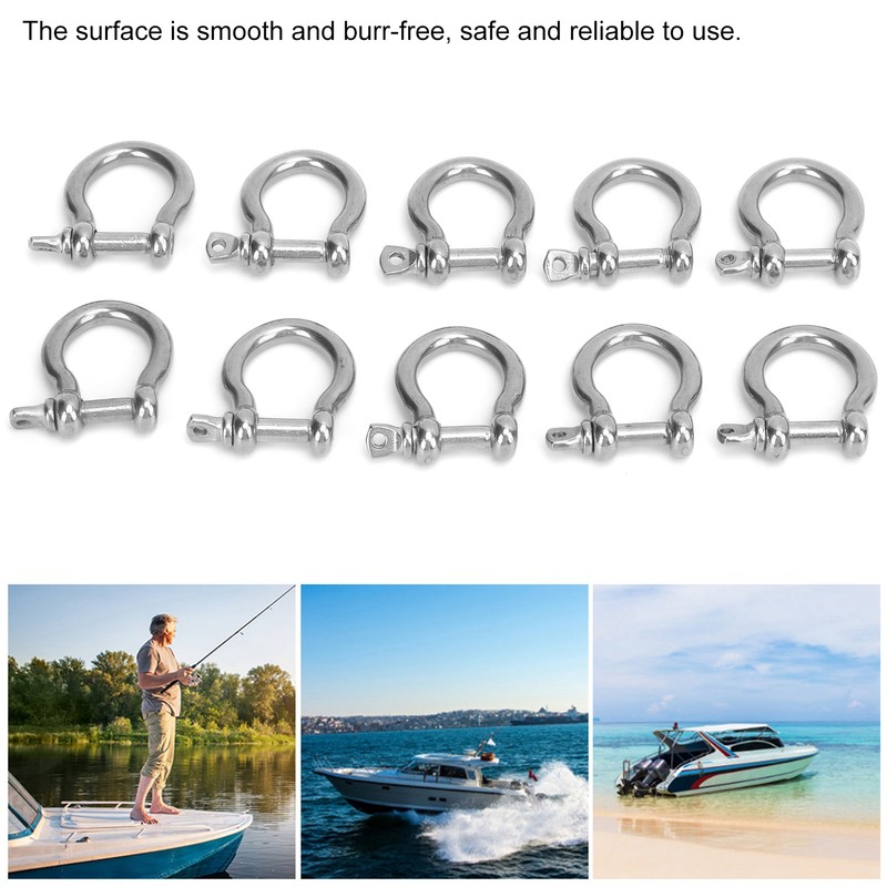 10pcs Bow Shackle Stainless Steel High Hardness D-Ring Anchor for