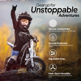 SAGA SPORTS kids bike gloves For Future Champions. motocross gloves with Ultimate Protection. Essential dirt bike gloves & bmx gloves. The Choice for Kids motorbike gloves(Black-S)