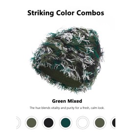 ROXUN Distressed Beanie, Fuzzy Shiesty Yeat Warm One Size for Men Women Winter Fashion Knit Cap Green Mixed