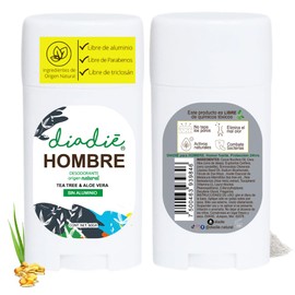 DIADIÉ Desodorante natural, Desodorante para hombre. Elimina mal olor, no tapa los poros. Proteccion 24hrs. Libre de aluminio.