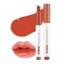 INGA Water Glow Melting Balm – [MAPLE JUICE] | Hydrating Sheer Lip Balm with Juicy & Melting Texture – Non-Sticky, Plumping Effect – K-Beauty Glass Lip Look