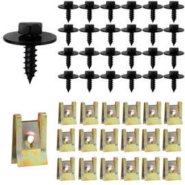 Ksnowqi Pack of 100 Sheet Metal Nut Screw Nut Clip Kit, U Type Clips Tin Nuts Assortment, Quick Release Screw, Fender Clip, Sheet Metal Nuts Attachment Clips for Car, Motorcycle