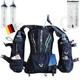 RaceFuel Marathon Vest, Ultralight Hydration Backpack, Trail Backpack, Hydration Pack, Bicycle Backpack for Running, Hiking, Men and Women (including 2 Soft Flask & 1.5 L Hydration Bladder, One Size)