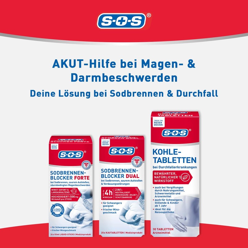 SOS Heartburn blocker dual: heartburn tablets work fast and long-lasting,