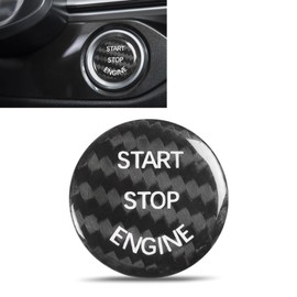 Arwrilt Car Push Start Button Cover, Carbon Fiber Engine Start Button Cover, Start Stop Button Cover Sticker, Car Interior Decoration Accessories, Universal for Most Cars (Carbon Fiber Black)