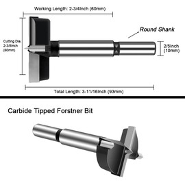 Tungsten Steel Forstner Drill Bit, 60 mm, ASNOMY Forstner Drill Bit, Wood Drill, Spade Bit for Wood and Hardwood