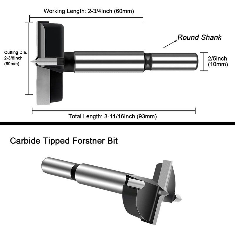 Tungsten Steel Forstner Drill Bit, 60 mm, ASNOMY Forstner Drill