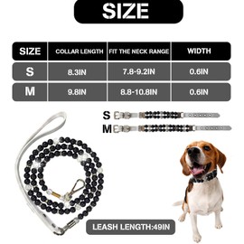 Small Dog Pearl Collar and Leash Set, Black and White Crystal Rhinestone Imitation Pearl Dog and Cat Collar with Leash,Cute Dog Collar and Leash Set ，Suitable for S Dogs' Weddings and Birthday Parties