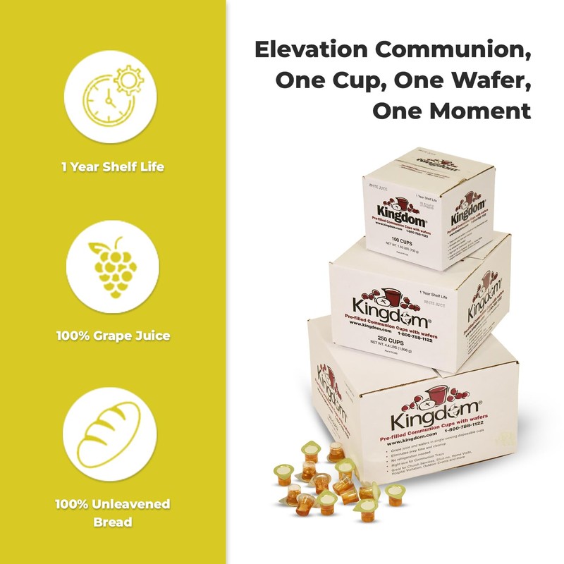 Kingdom Prefilled Communion Cup with Wafers(250ct-white juice) Sealed in a