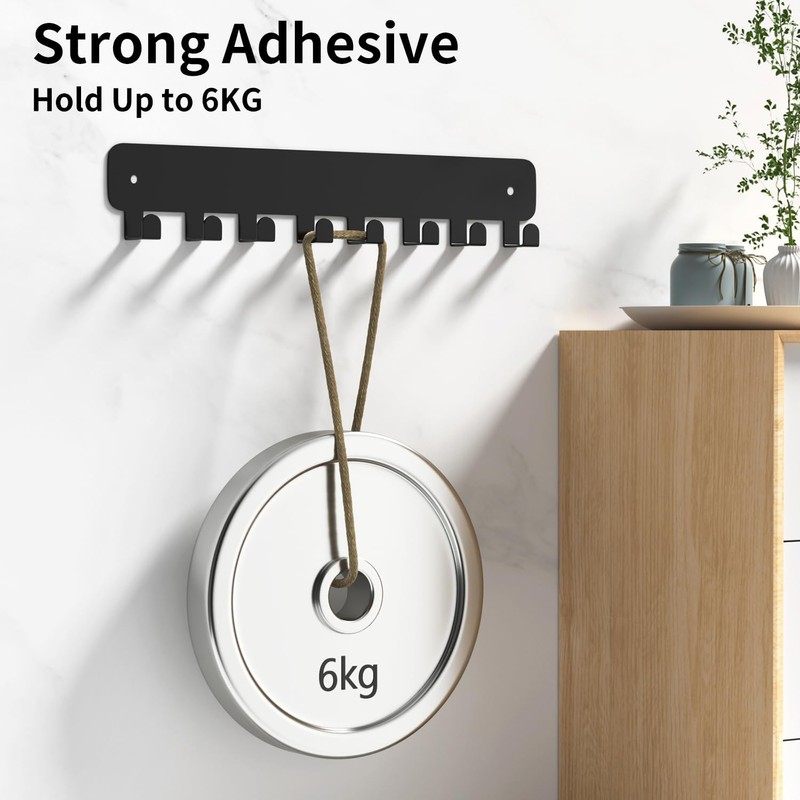 pickpiff Key Holder Wall Mount, Adhesive Key Rack with 8