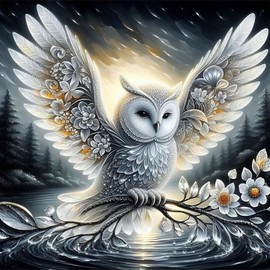ijbnhd Owl Diamond Art Kits for Adults, Owl Diamond Painting Kits for Adults, DIY Full Drill Gem Art Crystal Rhinestone for Wall Home Decor 14X14inch
