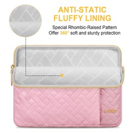 Lacdo Laptop Sleeve Case for 15 inch New MacBook Air M3 A3114 M2 A2941 2024-2023, 15 inch MacBook Pro A1990 A1707, Dell XPS 15 Plus Computer Laptop Bag with Accessory Pocket, Water-Resistant, Pink