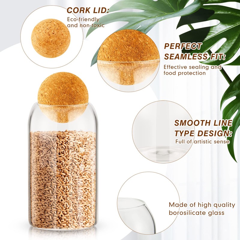 Suclain 5 Pack Storage Glass Jar Set Food Tank with
