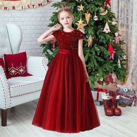 Flower Girls Dresses Champagne Formal Floor Length Princess Tulle Birthday Party Special Occasion Dress Juniors Kids Girl Champagne 14
