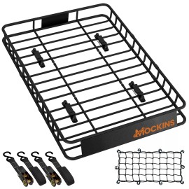 Mockins Rooftop Cargo Carrier Basket - Adjusts from 35-50"L x 36"W x 4"H