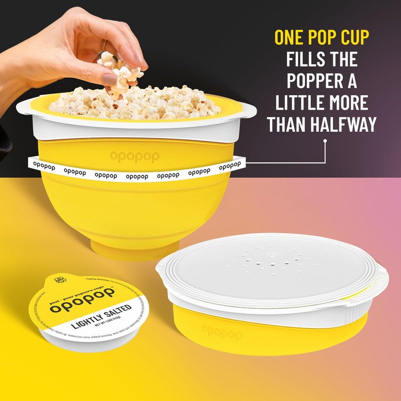 Opopop Microwave Popcorn - Pop Cups Lightly Salted 6-Pack, Non-GMO