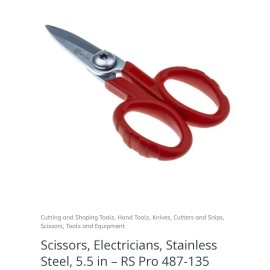 RS PRO  RS PRO 487-135 Electricians Scissors 5.5in (140mm) Chrome Steel Will Cut Kevlr