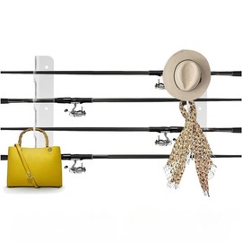 Sosoport 1 Set Fishing Pole Holders Wall or Ceiling Mounted Fishing Rod Rack Fishing Rod Display Stand for Garage Home