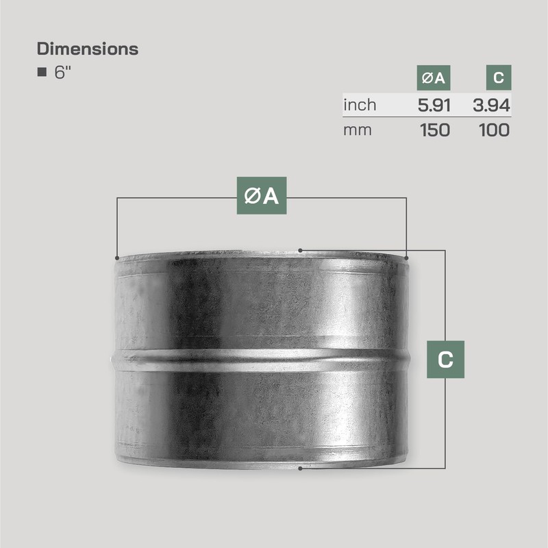 Vent Systems 6'' Inch Pack of 2 - Galvanized Steel