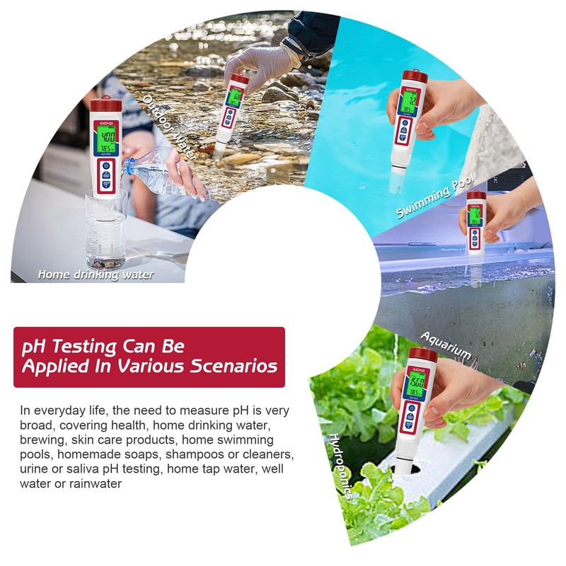Hydrogen Water Tester,Digital ORP Meter for Drinking Water,6-in-1 pH TDS