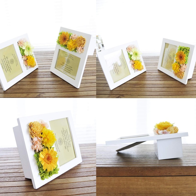 SSP09 Preserved Flowers Photo Frame, Parfait Campagne Gerbera Orange White,