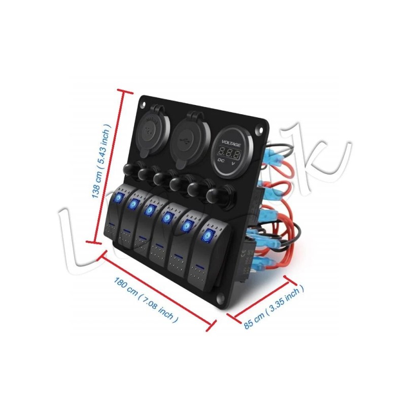 LLD_TK 6 Gang ON Off Toggle Rocker Switch Panel Circuit