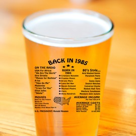 Vintage 1985 Glass - 40th Birthday Gifts for Men and Women - Scratch Resistant, Dishwasher Safe 40 Birthday Gift for Beer Drinkers and Bourbon Enthusiasts - Printed in the USA (Beer Glass)