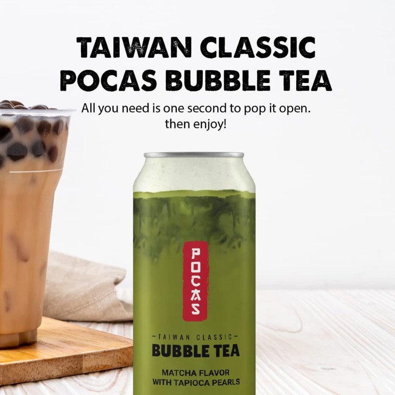 Pocas Bubble Tea with Tapioca Pearls, (Pack of 4, 16.5