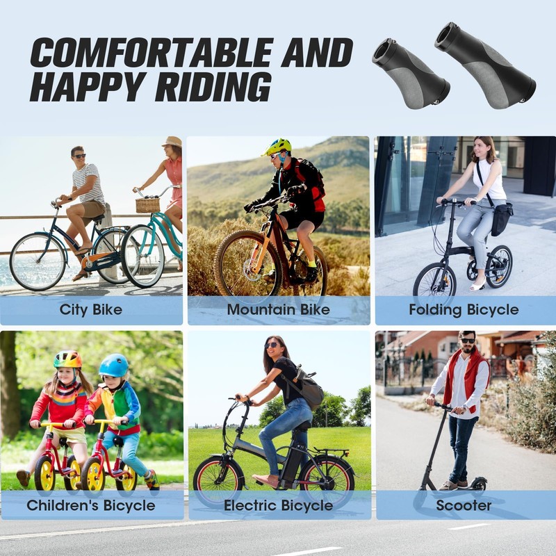 GlasFlength Ergonomic Bicycle Grips MTB Bicycle Handlebar Grips Mountain Bike