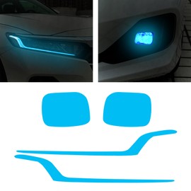 TOMALL 2 Pair Headlight Fog Light Vinyl Films Smoke Tint Compatible with Honda 10.5th Gen Accord 2018-2023 Light Transmission Tint Wrap Exterior Self-Adhesive Sticker Decorations Trim (Blue)