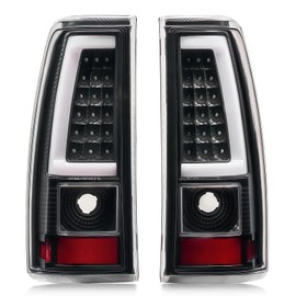 LED Tail Lights Assembly, For 2003-2006 Chevy Silverado 1500 2500 3500 Taillights Rear Brake Lamps, Driver And Right Passenger Side, Black Red Clear Lens