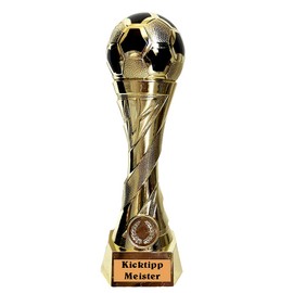 Larius Group Football Trophy with Desired Engraving Extra Large (245 mm, 460 g) - Trophy Award Golden Shoe Ball - Goal Scorer (Text: Kicktipp Meister)