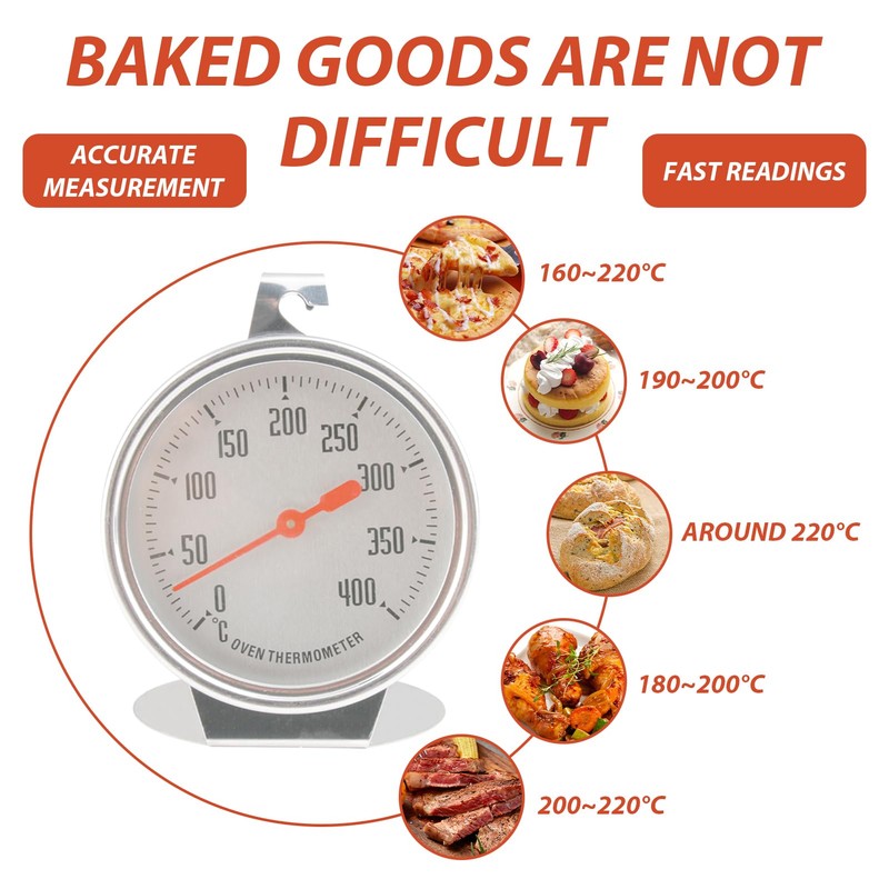 Dial Oven Thermometer, 0-400°C Stainless Steel Thermometer Kitchen Cooking Thermometer