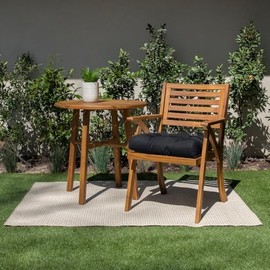 Traditional Round Tufted U-Shaped Back Outdoor Patio Chair Cushions 1-Piece | Tie Back Attachment Classic Transitional Style Solid Pattern Black Color | Weather, Water Resistant 19 in x 19 in x 3 in