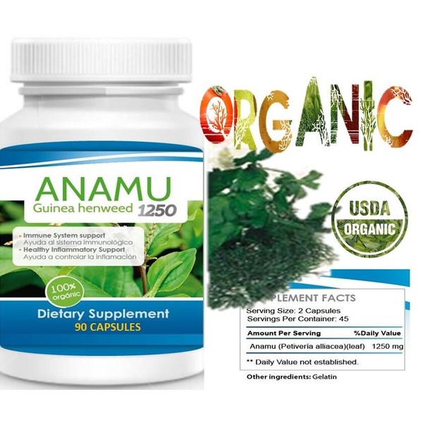 Anamu Petiveria 1250 mg 90 capsules LOW SUGAR support CIRCULATORY