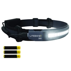 Liteband ACTIV 350 Wide-Beam LED Headlamp - 210° Illumination, 350 Lumens, Lightweight Design, AAA Batteries, Red LED Mode - Camping, Running, Hiking, Fits Hard Hats and Helmets, LBA350-AC, Carbon