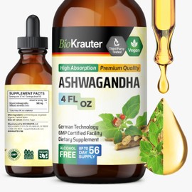 BIO KRAUTER® Ashwagandha Supplements - Liquid Drops Pure Vegan Ashwagandha for Women & Men 685 mg per Serving 2 Fl.Oz 28-Day Supply - Used for Mood Magic & Relaxation Support - Alcohol & Sugar Free