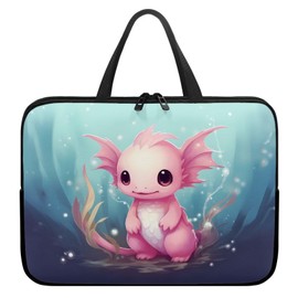 ZIATUBLES Cartoon Axolotl Pink Print Laptop Sleeve Case Briefcase Compatible with 10-17inch Lightweight Travel Laptop Bag with Handle Waterproof Carrying Bag for Student Work Study, 17inch