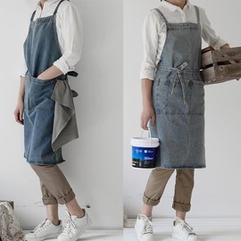 Very Belly Apron Denim Jeans, Women's, Unisex, H-Type, blue (light)