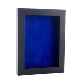 24x36 Shadow Box Frame Black Wood | with a 3/4" Usable Display Depth | Includes a Royal Blue Real Suede Texture Acid-Free Backing Board, UV Resistant Acrylic, and Hanging Hardware