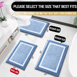 OLANLY Bathroom Rugs 30x20, Extra Soft and Absorbent Microfiber Bath Mat, Non-Slip, Machine Washable, Quick Dry Shaggy Bath Carpet, Suitable for Bathroom Floor, Tub, Shower (Medium, Blue)