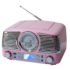 TechPlay QT62BT , Retro Design Compact Stereo CD, with AM/FM Rotary knob, Wireless Bluetooth Reception and USB Port. with AUX in and Headphone Jack