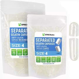 Capsules Express Size 4 Clear Separated Empty Gelatin Pill Capsules Kosher Gel Gelcaps Caps USA - 500