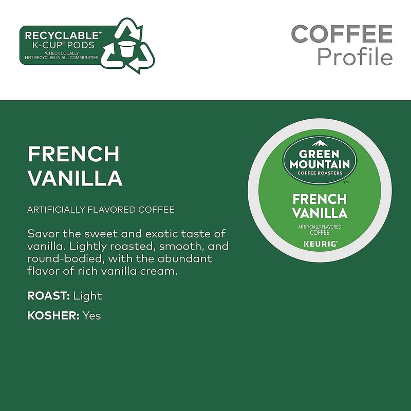 Green Mountain Coffee Roasters French Vanilla, Single-Serve Keurig K-Cup Pods,