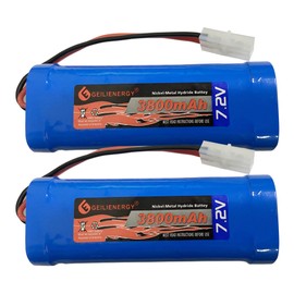 GEILIENERGY 7.2V RC Battery Pack(2 Pack) 3800mAh High Capacity 6-Cell NiMH Flat Battery Pack w/Standard Tamiya Connector