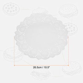 HARFINGTON 150pcs Lace Paper Doilies 11.5 Inch White Round Disposable Decorative Paper Placemats Hollow Flower Absorbing Papers for Cakes Desserts Food Decoration Wedding Birthday