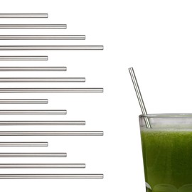 Drinking Straws Stainless Steel Party Set (16 Pieces + Cleaning Brushes) 21 cm - Reusable Straw - Sustainable and Environmentally Friendly